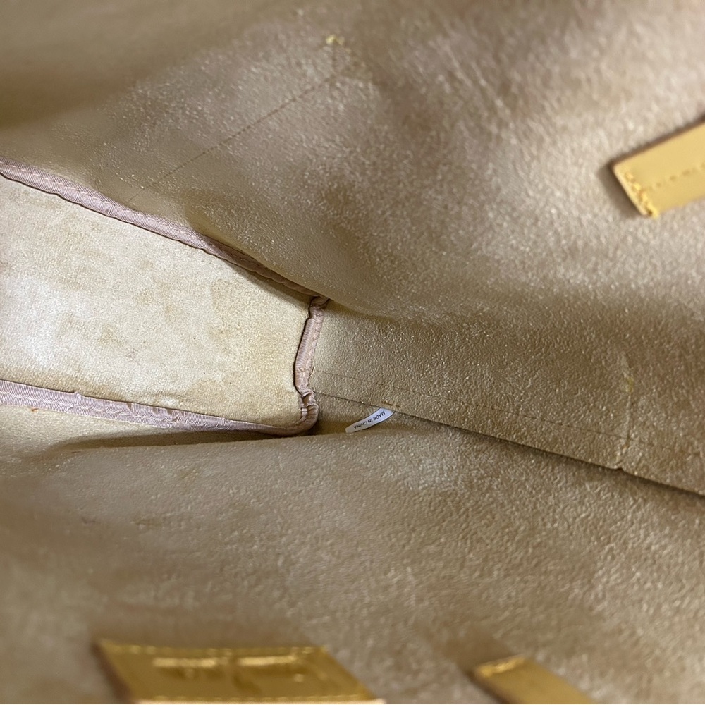 Neiman Marcus Mustard Yellow VEGAN Faux Leather Shopper Tote Bag Shoulder Pocket - Picture 6 of 13